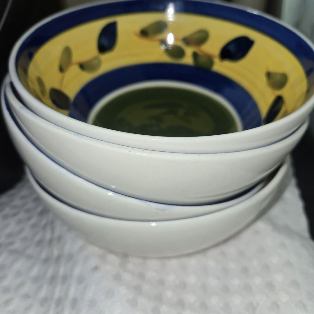 Set of 4 Vintage Alco 6 Inch Hand Painted Cereal Bowls Made in